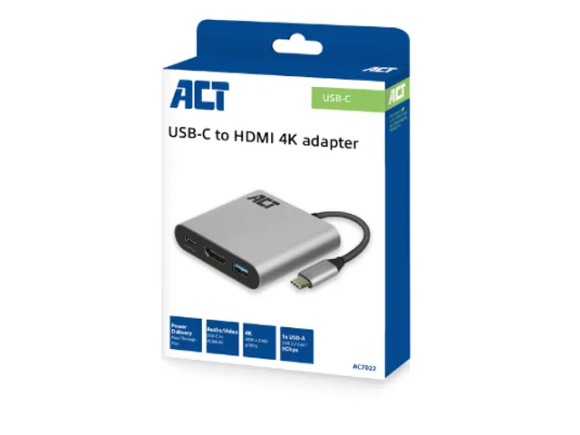 USB-C Multiport Adapter Voor 1 HDMI Monitor Grijs