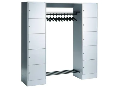 locker met kapstok,HxBxD 1950x1870x480mm,romp RAL7035,front RAL7035