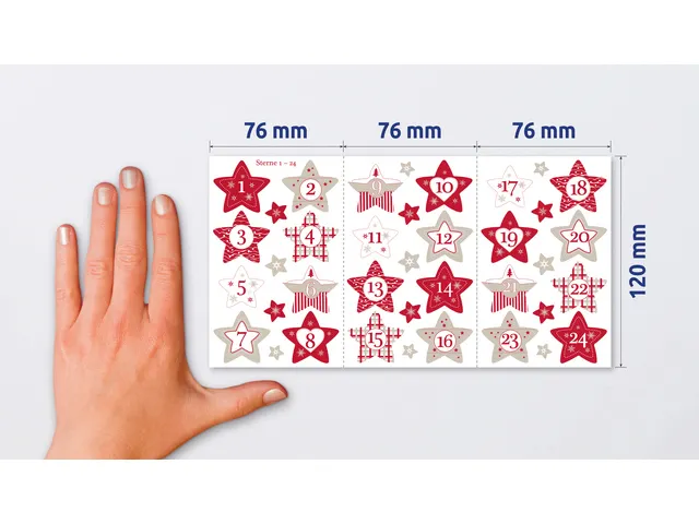 Étiquette Z-design De noël étoiles 1-24 - 3 feuilles