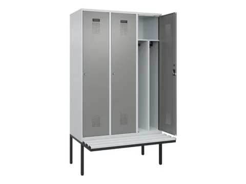 locker met bank,voor scheiding van kleding,HxBxD 2120x1200x815mm,3vak