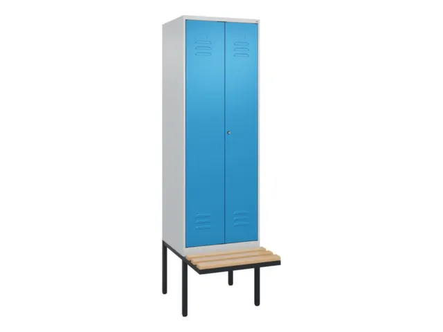 PBM-locker met bank,HxBxD 2120x600x815mm,2vak,vak B 300mm,cil.-slot