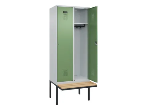locker met bank,HxBxD 2120x800x815mm,2vak,vak B 400mm,cilinderslot