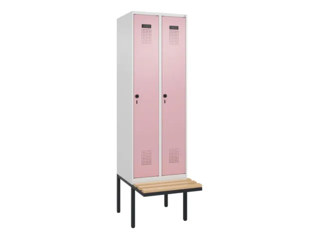 locker met bank,voor scheiding van kleding,HxBxD 2120x600x815mm,2vak