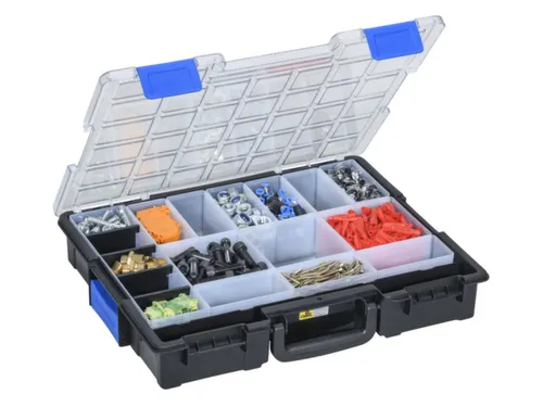Assortimentskoffer,HxBxD 76x440x355mm,19bakken,PP,koffer zwart