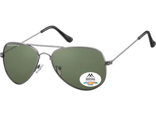 Zonnebril Montana met groen G15 gepolariseerd glas staalkleurig