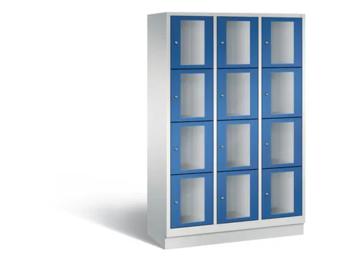 Lockerkast 1800x1200x500mm 3x4 vakken Cilinderslot, Sokkel, RAL5010