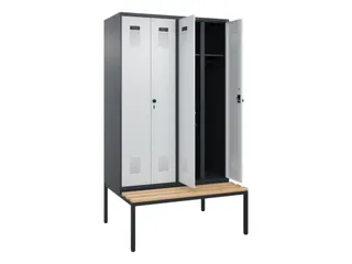 locker met bank,voor scheiding van kleding,HxBxD 2120x1200x815mm,4vak - 1