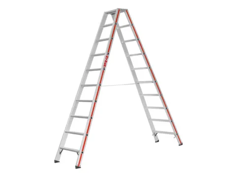 trapladder,beide zijden,2x10treden,Stand H 1,85m,balk L 2,54m