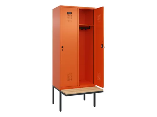 locker met bank,HxBxD 2120x800x815mm,2vak,vak B 400mm,draaigrendel