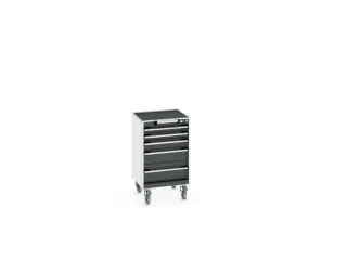 ladekast verrijdbaar 880x525x525mm 5laden RAL7035 front RAL7016 - 7