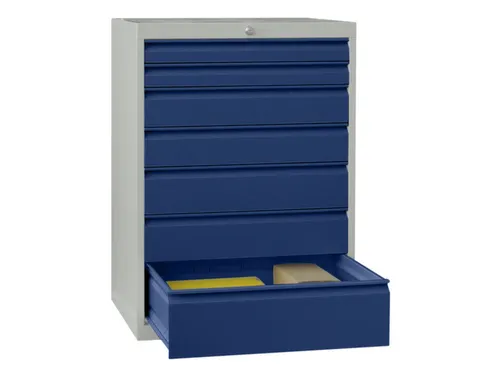ladekast HxBxD 1000x715x600mm 7laden slot RAL7035 front RAL5010