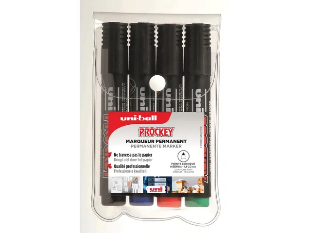 Uni PROCKEY permanent marker PM-122, etui 4 stuks