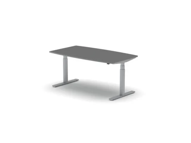 Elektrisch ihv Vergadertafel Vatvorm 1600x800mm Alu+donkergrijs Blad