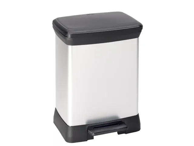 Rechthoekige pedaalemmer Decobin 30 Liter Zilver