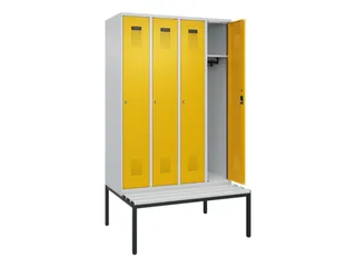 locker met bank,HxBxD 2120x1200x815mm,4vak,vak B 300mm,cilinderslot - 1