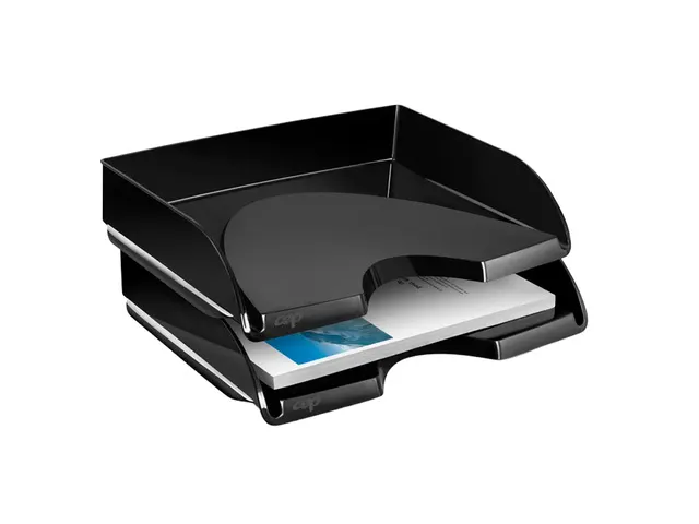 Brievenbak CEP Gloss A4 dwars plastic glanzend zwart