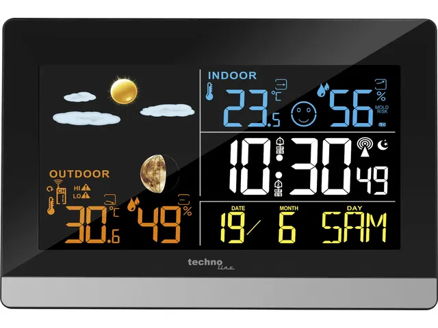 Weerstation Technoline WS 6455 144x96x38mm zwart/zilver LCD display