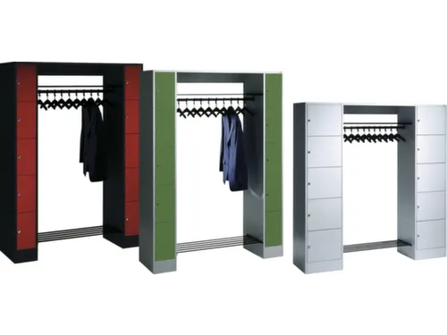 locker met kapstok,HxBxD 1950x1870x480mm,romp RAL7021,front RAL7021