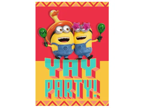 Wenskaart Hallmark uitnodiging Minions 6 stuks