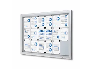 Vitrinekast mededelingenbord Outdoor 18xA4 met gasveer Zilver - 1