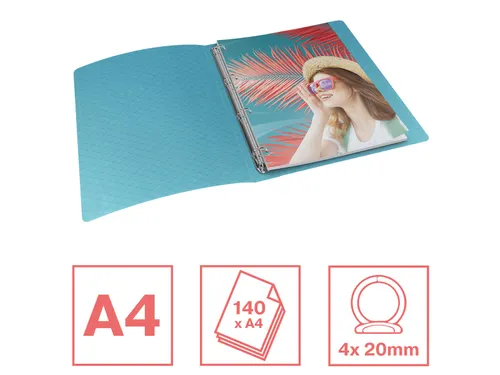 Colour'Breeze ringmap, 4 ringen, PP, ft A4, met soepele kaft blauw
