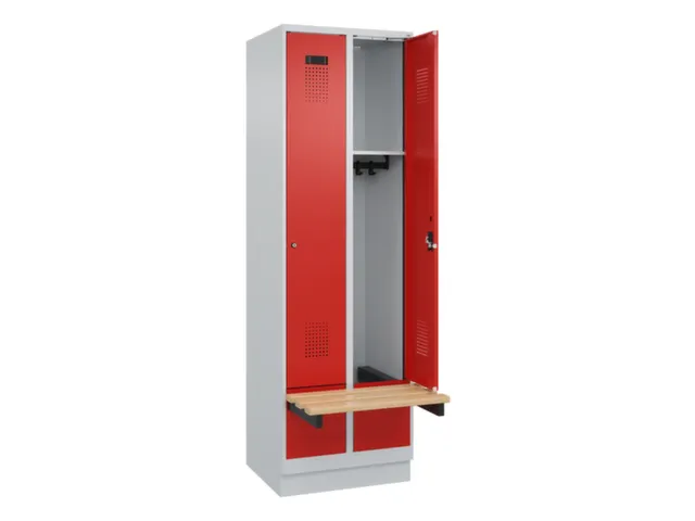 locker met bank,HxBxD 1950x600x815mm,2vak,vak B 300mm,cilinderslot