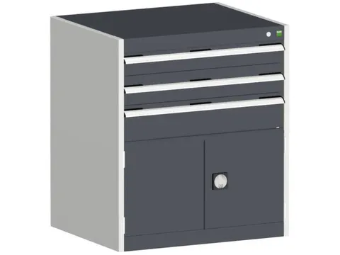 ladekast HxBxD 900x800x525mm 3laden RAL7035 front RAL7016