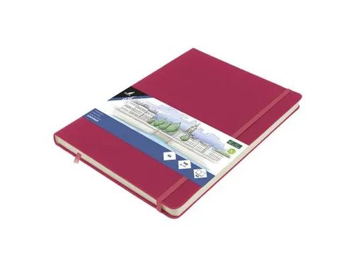 Schetsboek Kangaro A4 ruby PU HC 80 vel 140gr roomwit met elastiek en