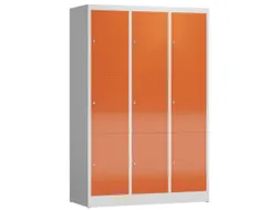 Lockerkast 1800x1185x500mm 3x3 vakken cilinderslot, sokkel, RAL3000