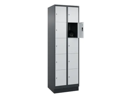 lockerkast,HxBxD 1950x600x500mm,2x5vakken,vak B 300mm,cil.-slot,sokkel