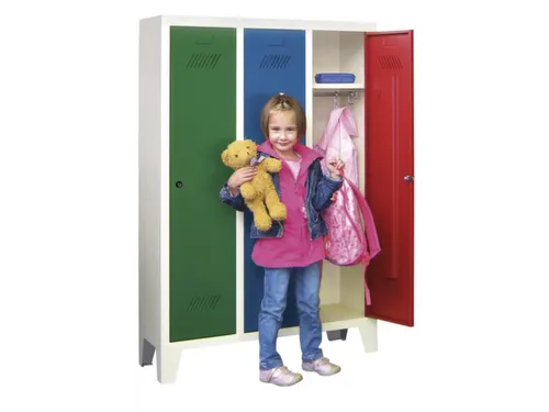 lockerkast v. kinderen,HxBxD 1300x780x300mm,3vak,RAL7035,front RAL5012
