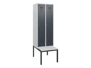 locker met bank,HxBxD 1950x600x815mm,2vak,vak B 300mm,cilinderslot - 2