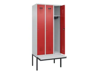 locker met bank,HxBxD 2120x900x815mm,3vak,vak B 300mm,cilinderslot - 1