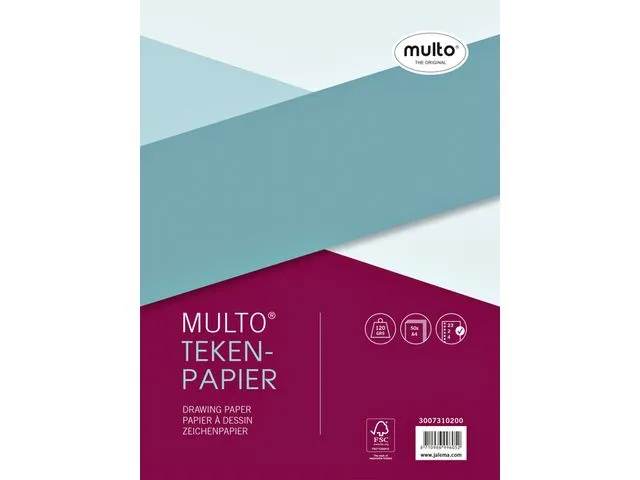 Recharge bloc de cours Multo A4 23r papier à dessin 120 grammes 50 fe