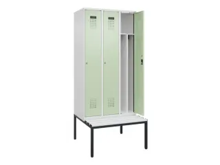 locker met bank,voor scheiding van kleding,HxBxD 2120x900x815mm,3vak - 1