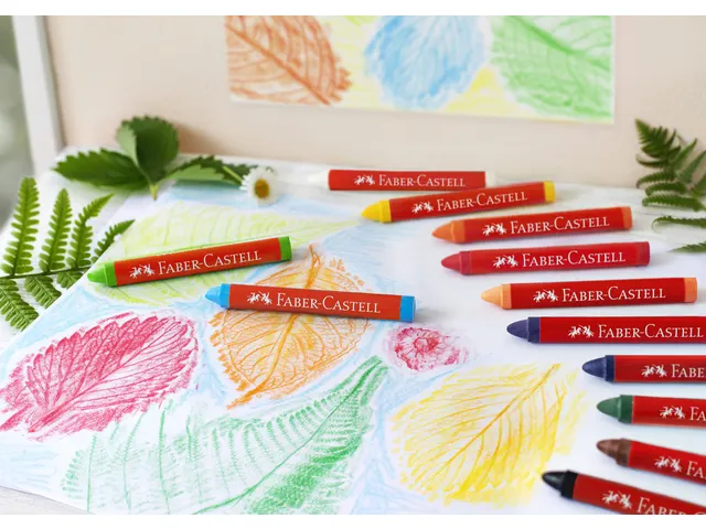 Waskrijt Faber-Castell driehoekig assorti set à 12 stuks