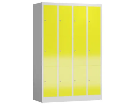 Lockerkast 1800x1185x500mm 4x3 vakken cilinderslot, sokkel, RAL1018