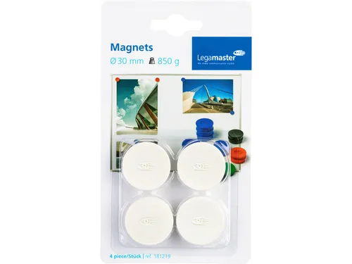 Magneet Legamaster 30mm 850gr wit 4 stuks
