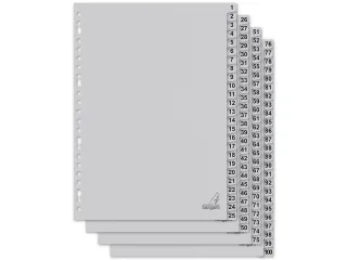 Tabblad ECO Kangaro A4 cijfers 180 grams grijs karton 23-gaats 100-del - 1