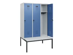 locker met bank,HxBxD 1950x1200x815mm,3vak,vak B 400mm,draaigrendel