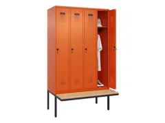 locker met bank,HxBxD 2120x1200x815mm,4vak,vak B 300mm,draaigrendel