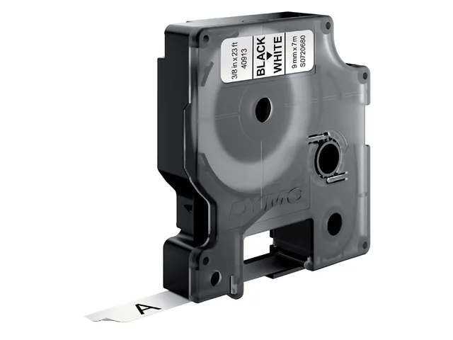 Labeltape Dymo 40913 LabelManager D1 polyester 9mm zwart op wit 10 stu