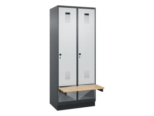 locker met bank,HxBxD 1950x800x815mm,2vak,vak B 400mm,draaigrendel