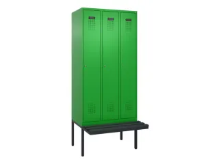 locker met bank,HxBxD 2120x900x815mm,3vak,vak B 300mm,cilinderslot - 2
