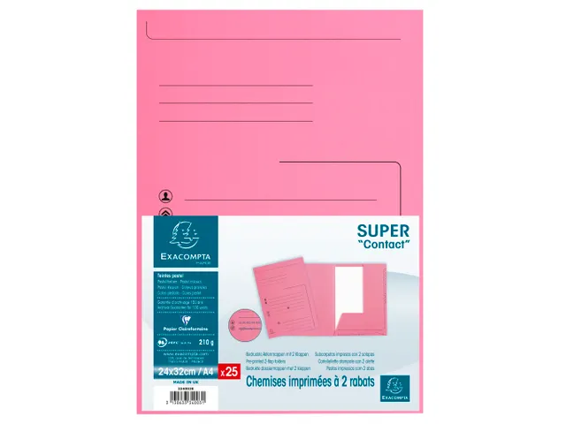Dossiermap met 2 kleppen SUPER 250 Contact 24x32cm roze 25 Stuks