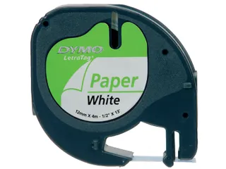 Labeltape Dymo Letratag 91200 papier 12mm zwart op wit S0721510 - 3