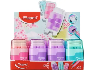 Puntenslijper Maped Connect 2-gaats met gum display à 20 stuks pastel - 2