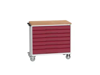 gereedschapswagen 980x1050x600mm multiplexblad 7 laden RAL7035+RAL3004 - 1