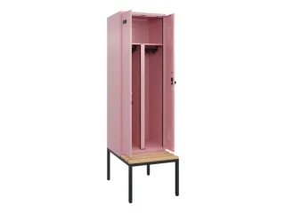 PBM-locker met bank,HxBxD 2120x600x815mm,2vak,vak B 300mm,draaigrendel - 1