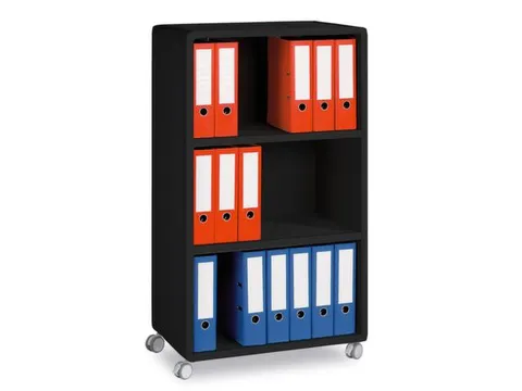 transportwagen,HxBxD 1240x651x330mm,3vakken,2niveaus,3 OH,romp zwart